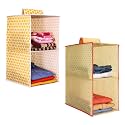 PrettyKrafts 2-Shelf Hanger Closet Hanging Shelves - Clothes Organizer and Storage for Sweater Jeans Shirt - Dorm Wardrobe - Kids Closet Hanging Accessories | Easy Mount| Qtr &amp; Dots Yellow,Pack of 2
