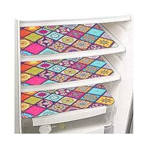 prettykrafts waterproof refrigerator drawer matsfridge matsmultipurpose mats set of 3 multi checks 3 mats