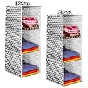 PrettyKrafts 3-Shelf Hanger Closet Hanging Shelves - Clothes Organizer and Storage for Sweater Jeans Shirt - Dorm Wardrobe Nursery - Kids Closet Hanging Accessories | Easy Mount| Qtr Grey,Pack of 2