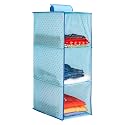 PrettyKrafts 3-Shelf Hanger Closet Hanging Shelves - Clothes Organizer and Storage for Sweater Jeans Shirt - Dorm Wardrobe Nursery Rv Room - Kids Closet Hanging Accessories | Easy Mount|Dots Blue