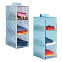 PrettyKrafts 3-Shelf Hanger Closet Hanging Shelves - Clothes Organizer and Storage for Sweater Jeans Shirt - Dorm Wardrobe - Kids Closet Hanging Accessories | Easy Mount|Arrow &amp; Dots Blue,Pack of 2