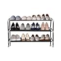 PrettyKrafts 3-Tier Stackable Shoe Rack, Expandable &amp; Adjustable Shoe Organizer Storage Shelf,Collapsible Shoe Rack Without Cover, Red