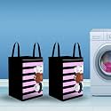 PrettyKrafts 50L Non Woven Panda Printed Rectangular Foldable Large Laundry Bag/Basket With Lid &amp; Handles, Freestanding Cloth Storage Organizer for Bedroom (33x33x46cm, Black, Set of 2)