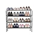 PrettyKrafts 4-Tier Stackable Shoe Rack, Expandable &amp; Adjustable Shoe Organizer Storage Shelf,Collapsible Shoe Rack Without Cover, Blue