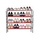 PrettyKrafts 4-Tier Stackable Shoe Rack, Expandable &amp; Adjustable Shoe Organizer Storage Shelf,Collapsible Shoe Rack Without Cover, Multipurpose Rack for Clothes Books, Red