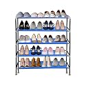 PrettyKrafts 5-Tier Stackable Shoe Rack, Expandable &amp; Adjustable Shoe Organizer Storage Shelf,Collapsible Shoe Rack Without Cover, Blue