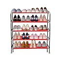 PrettyKrafts 5-Tier Stackable Shoe Rack, Expandable &amp; Adjustable Shoe Organizer Storage Shelf,Collapsible Shoe Rack Without Cover, Red