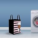 PrettyKrafts 50L Non Woven Panda Printed Rectangular Foldable Large Laundry Bag/Basket With Lid &amp; Handles, Freestanding Cloth Storage Organizer for Bedroom (33x33x46cm, Black, Set of 2)