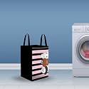 PrettyKrafts 50L &amp; 75L Non Woven Panda Printed Rectangular Foldable Large Laundry Bag/Basket With Lid &amp; Handles, Freestanding Cloth Storage Organizer for Bedroom (Black, Combo of 2)