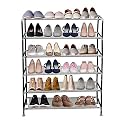 PrettyKrafts 6-Shelf Stackable Shoe Rack, Expandable &amp; Adjustable Shoe Organizer Storage Shelf,Collapsible Shoe Rack Without Cover, Grey