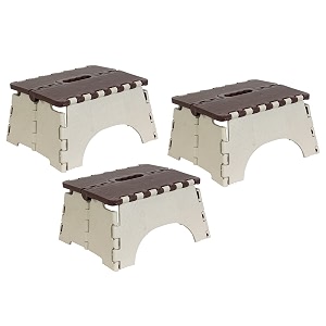 prettykrafts 7 inches super strong folding step stool for adults and kids kitchen stepping stools garden step stool kitchen stool -pack of 3brown