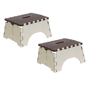 prettykrafts 7 inches super strong folding step stool for adults and kids kitchen stepping stools garden step stool kitchen stool -pack of 2brown