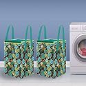 PrettyKrafts 50L Non Woven Panda Printed Rectangular Foldable Large Laundry Bag/Basket With Lid &amp; Handles, Freestanding Cloth Storage Organizer for Bedroom (33x33x46cm, Black, Set of 2)