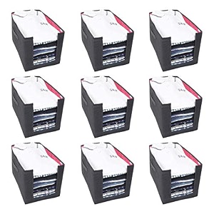 prettykrafts 9 pcs non woven large capacity shirt stacker  foldable amp stackable closet wardrobe cupboard organizer  foldable storage box  multipurpose clothes organizer pink 25x38x25 cm