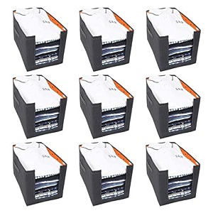prettykrafts 9 pcs non woven shirt stackercloth organizer for storagecloset amp wardrobe organizer for storagefoldable shirt organizer cloth storage box orange 26x40x26 cm