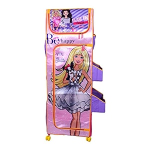 prettykrafts barbie fun closet 4 shelves kids folding wardrobe - sweet