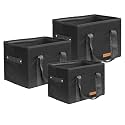 PrettyKrafts Combo Pack of 3 Cube Storage Bins Baskets for Organizing, Sturdy Fabric Storage Basket Cube Handles, Decorative Foldable Storage Baskets for Shelves Closet Nursery Toy,(36×27×28CM)-Black