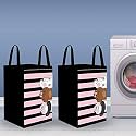 PrettyKrafts 75L Non Woven Printed Rectangular Foldable Large Laundry Bag/Basket With Lid &amp; Handles, Freestanding Cloth Storage Organizer for Bedroom (36x36x53cm, Multicolour, Set of 2)