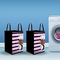 PrettyKrafts 75L Non Woven Panda Printed Rectangular Foldable Large Laundry Bag/Basket With Lid &amp; Handle Freestanding Cloth Storage Organizer for Bedroom (35x35x55cm, Multicolour, Set of 2)
