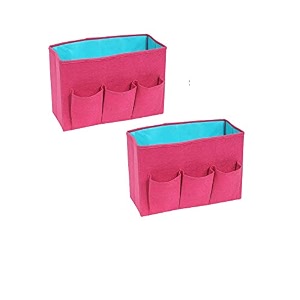 prettykrafts felt magazine holderfiles organisermultiutility storage box filescatalogues sorterdesk organizerhome office document storage organizer with front pocketset of 2 pink