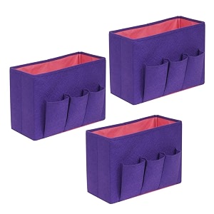 prettykrafts felt magazine holderfiles organisermultiutility storage box filescatalogues sorterdesk organizerhome office document storage organizer with front pocketset of 3 purple