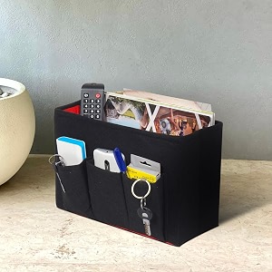 prettykrafts multi-utility felt desk organizer  foldable magazine amp file holder 4-compartment stationery sorter for home amp office black