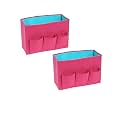 PrettyKrafts Felt Magazine Holder/Files Organiser/Multiutility Storage Box Files/Catalogues Sorter/Desk Organizer/Home Office Document Storage Organizer with Front Pocket/Set of 2, Pink