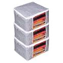 PrettyKrafts F1294 Saree Cover Set of 3 Large/Jute Finish/Wardrobe Organiser/Clothes Bag_Grey, Large, Standard (F1294_Jute_Grey3)