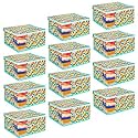 PrettyKrafts F1284 Saree Cover Large with Creative Prints, Saree Storage Bag with Zip, Wardrobe Organiser, Clothes Cover &amp; Storage, Multi Color, Set of 12 pcs