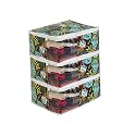 PrettyKrafts Saree Cover Large with creative prints, Saree Storage Cover with Zip, Wardrobe Organiser, Clothes Cover &amp; Storage,Green Leave, Set of 3 pcs