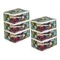 PrettyKrafts Saree Cover Large with creative prints, Saree Storage Cover with Zip, Wardrobe Organiser, Clothes Cover &amp; Storage,Green Leave, Set of 6 pcs