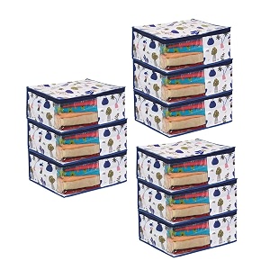 prettykraftssaree cover large with creative prints saree storage bag with zip wardrobe organiser clothes cover amp storagemulti mushroom set of 9 pcs