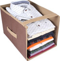 PrettyKrafts Shirt Stacker, Closet Organizer, Open Front, Shirts and Clothing Organizer, BrownBeige F2233_EC_BrownBeige