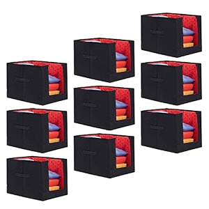 prettykrafts 9 pcs non woven shirt stackercloth organizer for storagecloset amp wardrobe organizer for storagefoldable shirt organizer cloth storage box red 26x40x26 cm