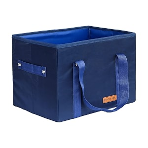 prettykrafts small cube storage bins baskets for organizing sturdy fabric storage basket cube handles decorative foldable storage baskets for shelves closet nursery toy 302223cm-blue