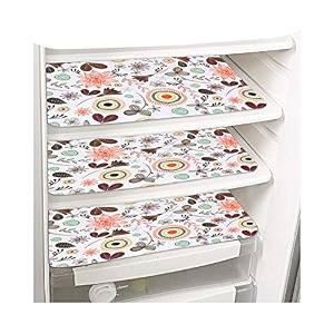 prettykrafts plastic waterproof refrigerator drawer matsfridge matsmultipurpose mats set of 3 multi flower