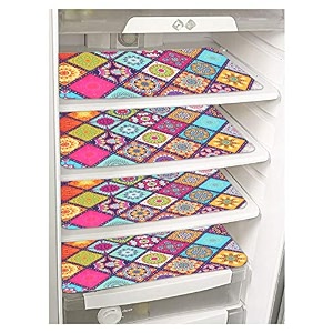 prettykrafts waterproof refrigerator drawer matsfridge matsmultipurpose mats set of 4 multi checks