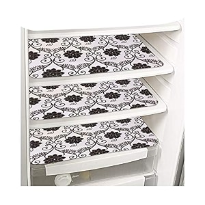 prettykrafts waterproof refrigerator drawer matsfridge matsmultipurpose mats set of 3 black flower