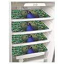 PrettyKrafts Waterproof Refrigerator Drawer Mats/Fridge Mats/Multipurpose Mats Set of 4 (Peacock)