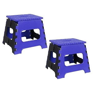 prettykrafts 12 inches super strong folding step stool for adults and kids kitchen stepping stools garden step stool kitchen stool -pack of 2blue