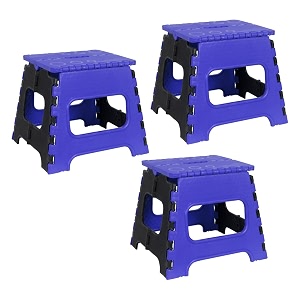 prettykrafts 12 inches super strong folding step stool for adults and kids kitchen stepping stools garden step stool kitchen stool -pack of 3blue