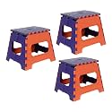 PrettyKrafts 12 Inches Super Strong Folding Step Stool for Adults and Kids, Kitchen Stepping Stools, Garden Step Stool Kitchen Stool -(Pack of 3),Orange