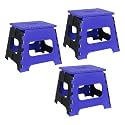 PrettyKrafts 12 Inches Super Strong Folding Step Stool for Adults and Kids, Kitchen Stepping Stools, Garden Step Stool Kitchen Stool -(Pack of 3),Blue