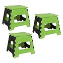 PrettyKrafts 12 Inches Super Strong Folding Step Stool for Adults and Kids, Kitchen Stepping Stools, Garden Step Stool Kitchen Stool -(Pack of 3),Green