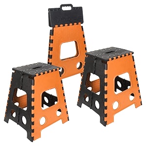 prettykraftys 18 inches super strong folding step stool for adults and kids kitchen stepping stools garden step stool kitchen stool -pack of 3orange