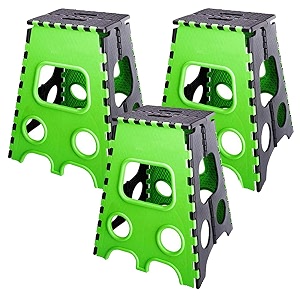 prettykrafts 18 inches super strong folding step stool for adults and kids kitchen stepping stools garden step stool kitchen stool -pack of 3green