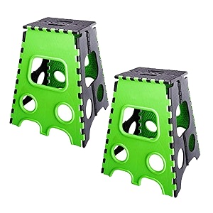prettykrafts 18 inches super strong folding step stool for adults and kids kitchen stepping stools garden step stool kitchen stool -pack of 2green