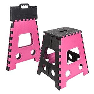 prettykrafts 18 inches super strong folding step stool for adults and kids kitchen stepping stools garden step stool kitchen stool -pack of 2pink