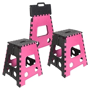 prettykrafts 18 inches super strong folding step stool for adults and kids kitchen stepping stools garden step stool kitchen stool -pack of 3pink