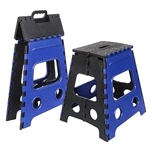 prettykrafts 18 inches super strong folding step stool for adults and kids kitchen stepping stools garden step stool kitchen stool -pack of 2blue